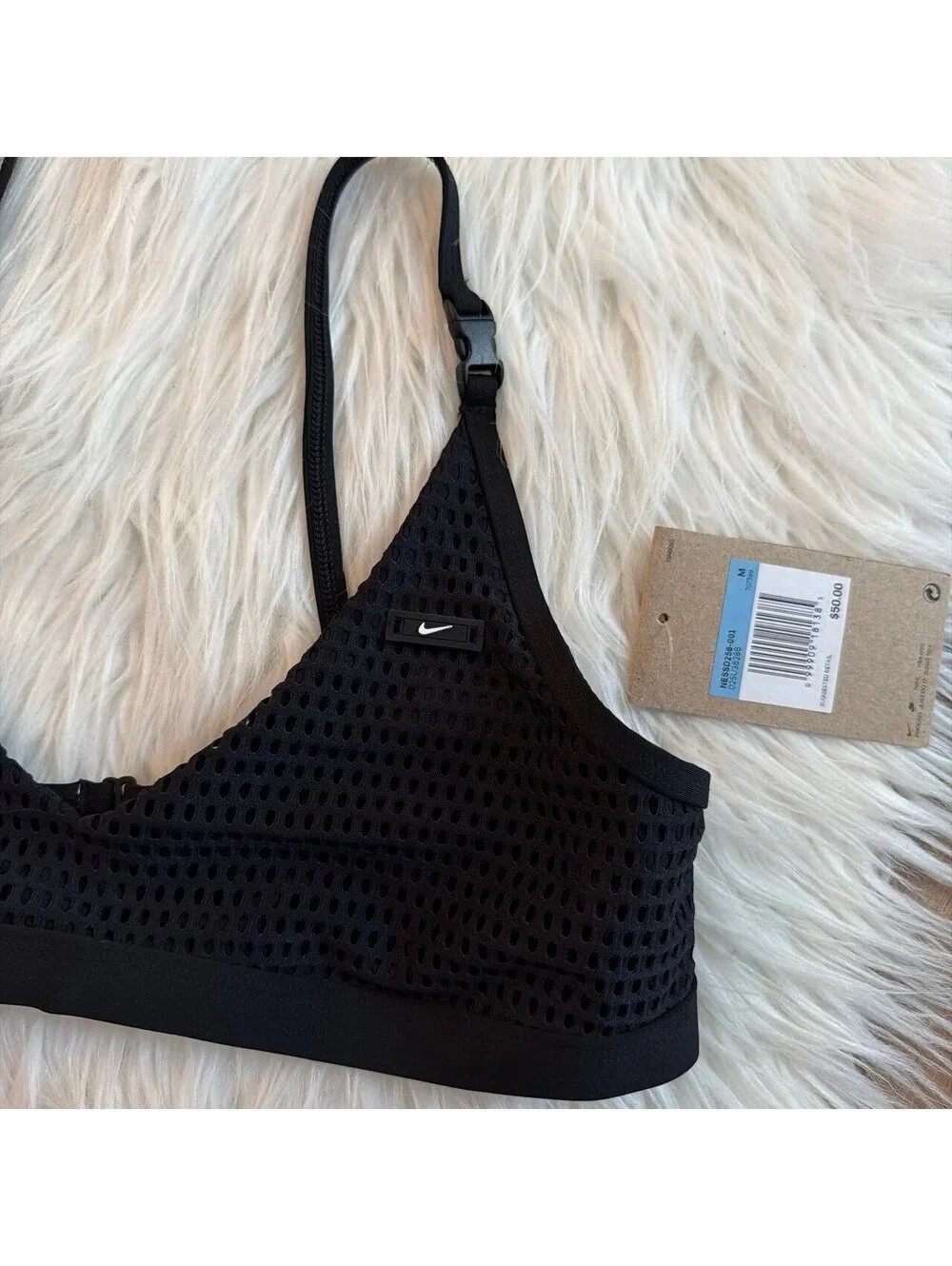 Nike Wild mesh bikini top in black size M